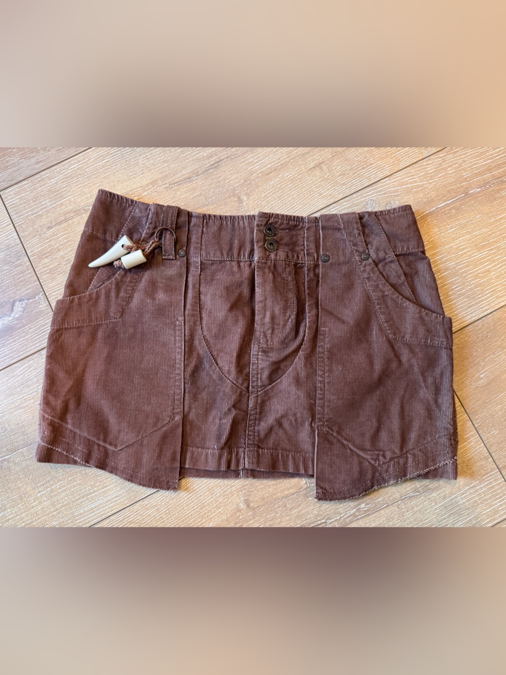 Diesel Dark Brown Corduroy Utility Mini Skirt